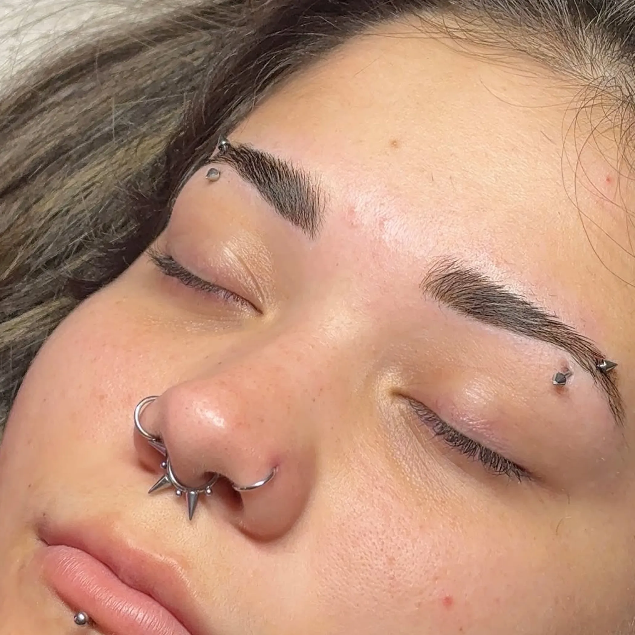 brow lamination results close-up